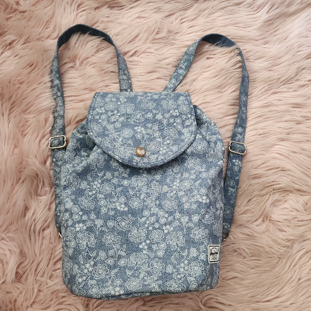 Herschel Supply Co Reid floral denim drawstring flap backpack